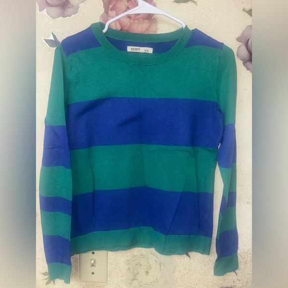Old Navy Tops - Old Navy Teal and Navy Striped Sweater